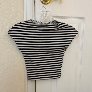 Zara Black and White Striped Crop Top